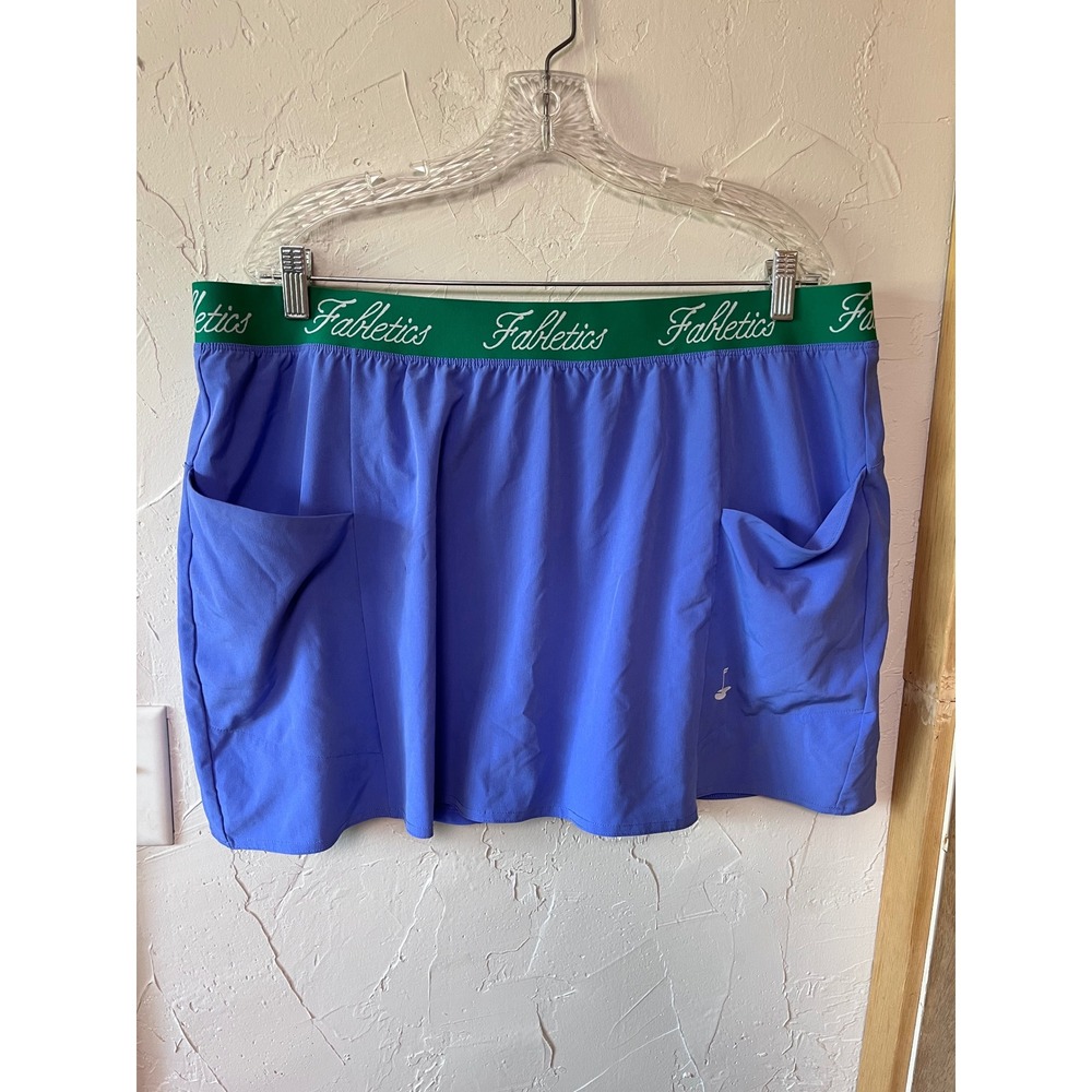 Fabletics‎ Blue Golf Tennis Skort with Green Script Logo Waistband 2X